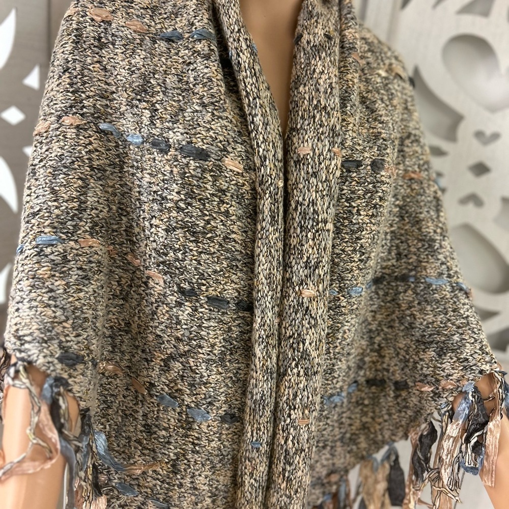 Chico's Textured Knit Shawl with Fringe
